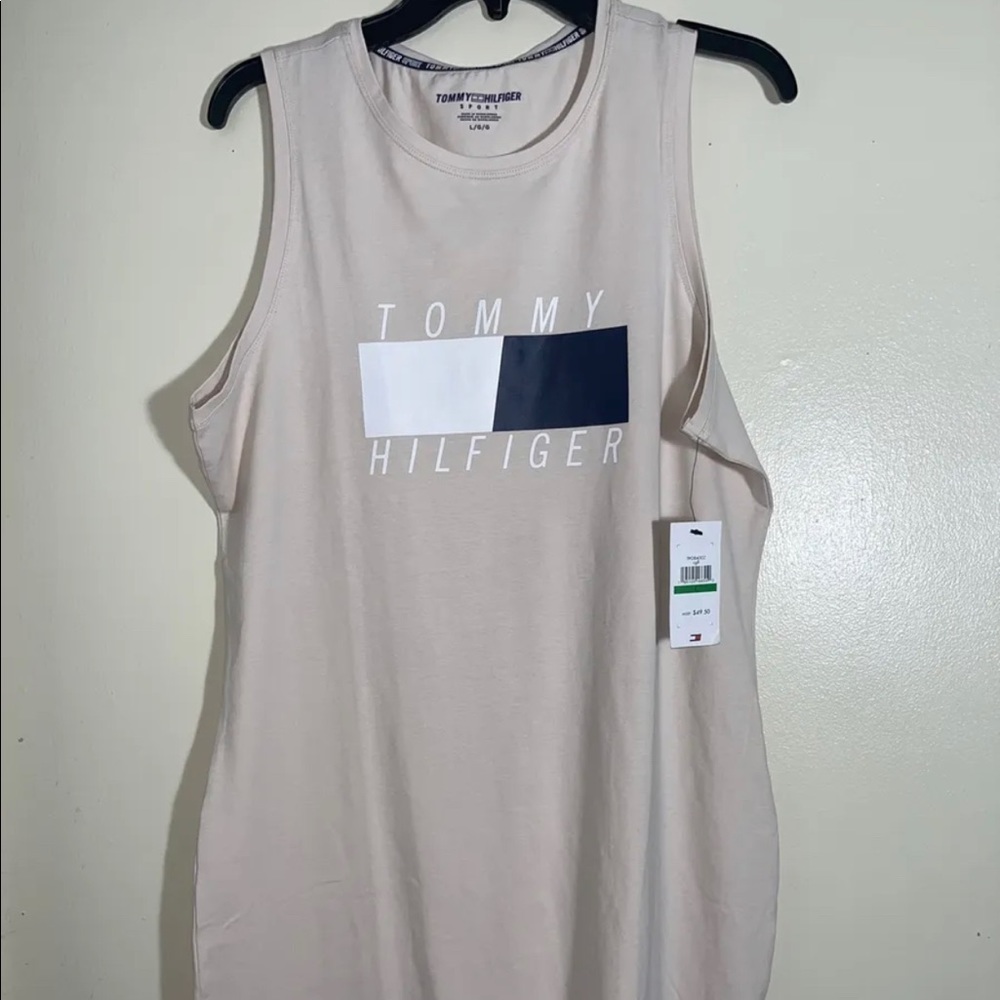Women’s Tommy Hilfiger Sport Tank Pink T-Shirt Dress Size Large Stretchy New